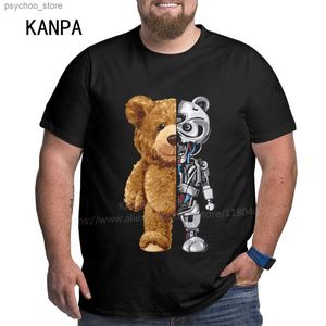 T-shirty męskie urocze niedźwiedzie męskie koszule duże koszule duże rozmiary Bawełny wysoki ubrania mężczyzny Krótki rękaw O plus size letnia koszula