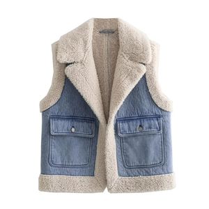 Unizera Autumn/Winter Product Womens Fashion and Castiral Buratile Polo Collar Sreveless Cardigan Vest Coat 240126