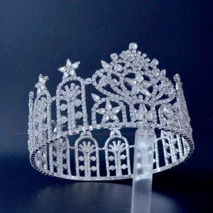 Jóias concurso de beleza redondo completo crwns austríaco strass cristal garantia de qualidade estrelas miss coroa headwear tiaras de alta qualidade mo238