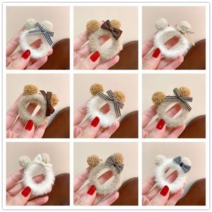 Milk Coffee Colored Children's Plush Teddy Bear Loop Teddy Bow Headband Little Girl Cute Head wear Hair Accessories