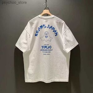 T-shirt da uomo New Fashion Graffiti stampati BEAMS T-shirt Uomo Donna Coppie Allentato Casual BEAMS JAPAN Top Tees Q240130