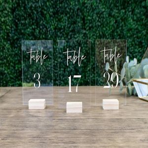 Party Decoration Rustic Wood Table Numbers Wedding Numbers With Holders Acrylic Calligraphy Wedding Signage Clear Number Stand237i