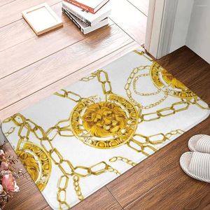 Tapetes Golden Lion Barroco Luxo Têxtil Impressão Capacho Tapete Tapete Footpad Anti-Slip Dustentrance Cozinha Quarto Varanda Desenhos Animados