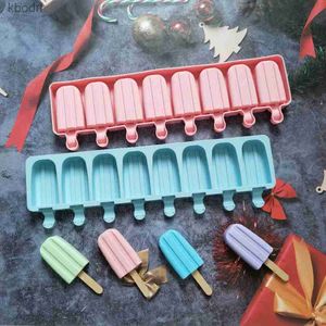 Ice Cream Tools 8 Cell Mold Silicone For Popsicle Cube Pop Mould DIY Candy Pudding Cake Accessories Making Baking YQ240130