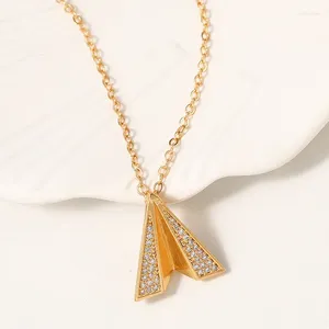 Pendant Necklaces Fashion Temperament Rhinestone Paper Airplane Shape Necklace Jewelry Gift Cute Aesthetic Women's Holiday Date Gifts