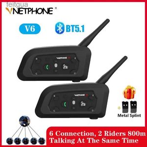 Walkie Talkie Vnetphone V6 Motorrad Intercom Headset 1200M Vollduplex Sprechende Helm Interphone Für 6 Personen GruppeIP65 Wasserdicht MP3 GPS YQ240130