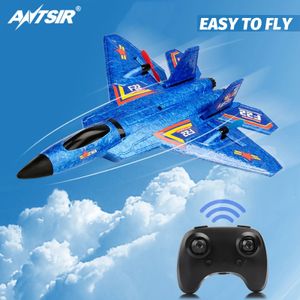 RC Plane F22 2.4G med LED -lampor Fjärrkontrollflygplan Flygmodell Glider Airplane Epp Foam RC Toys for Children Gifts 240118