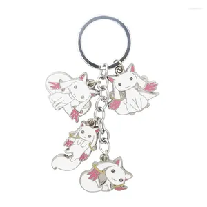 Keychains Anime Puelle Magi Madoka Magica Keychain Inkubator QB Kyubey Söt tecknad emaljlegering Keyring KeyFob Key Chain Accessories Gift Gift