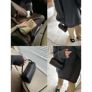 The Row Sheepskin Penholder Bag Reverse Velvet Underarm Bag 90s Bag Mini Square Bag Leather Handbag Pen Bag