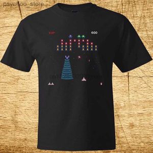 Mäns T-shirts Galaga Arcade Game Retro Gamer Classic Mens Black T Shirt Size S 3xl 100% Cotton O Neck T Shirts Manlig lågpris Steampunk Q240130