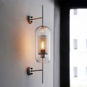 Nowoczesna szklana lampa ścienna LED do sypialni Nordic Wall Sconce Light Loft Loft Industrial Decor Lustka lustrzane do domu Luminaire246c