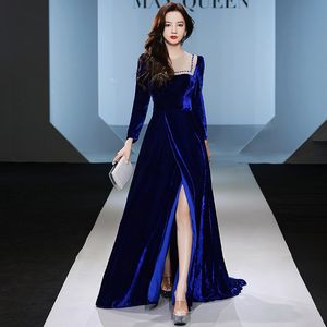 luxury velvet Mother of the Bride Dresses 2024 new sexy side split long Sleeve Lace Appliques A Line Evening Gowns long train Wedding Guest Dress Formal Occasion Gown