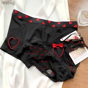 Altre mutandine Nuovo cuore stampato Coppia intimo Donna sexy Uomo Slip a vita bassa Boxer traspirante Fidanzato Fidanzata Lingerie YQ240130