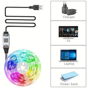 1m 5050 RGB LED Strip Lights Akıllı Uygulama Uzak Renk TV LED BAKIŞI ODA DEĞİŞİKLİK İÇİN DEĞİŞİKLİK