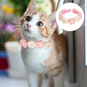 Dog Collars Pet Collar Flower-designed Po Prop Decor Adjustable Festival Puppy Yarn Hand-knitted Cat Neck Necklaces