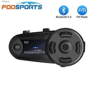 Walkie talkie Fodsports V6S Hełm Intercom Motorcycle Bluetooth słuchawkowy 1000M IP65 Waterproof Wireless Interphone BT5.0 FM Radio YQ240130