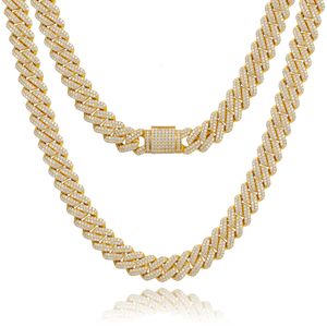 Luxury Hip Hop Jewelry 14mm Solid 14k Real Yellow Gold VVS Moissanite Diamond Iced Out Cuban Link Chain Necklace For Men