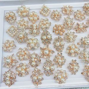 Pearl Diamond Rings Rose Gold Women Fashion Jewelry Zircon Sweet Retro Elegant Ring Gift Rings Open Justerbar storlek