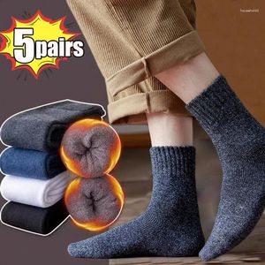 Männer Socken 5pairs Männer Dicke Thermische Wolle Winter Warme Merino Kaninchen Solide Hohe Qualität Socke Männliche Baumwolle Casual super Dicker