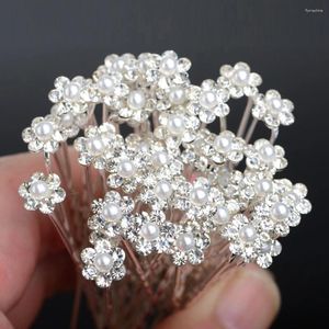 Marka dekoracji imprezowej i wysokiej jakości 40PCS Wedding Hair Pins Crystal Pearl Flower Bridal Hair Akcesoria