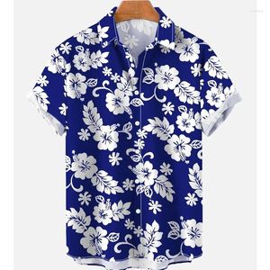 Mäns casual skjortor Floral Hawaiian skjorta tryckt med blommor Beach Blus Vocational Lapel Cuban Clothing Flamingo