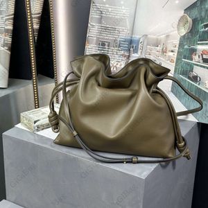 Borsa da donna di marca con stampa in pelle, design con coulisse flamenco, tracolla grande, facile ed elegante