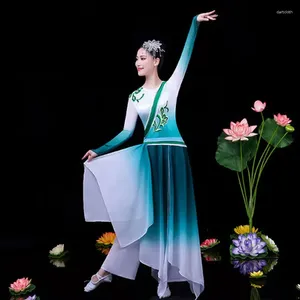 Palco desgaste traje de dança clássica feminino elegante estilo chinês yangko fã terno guarda-chuva étnico