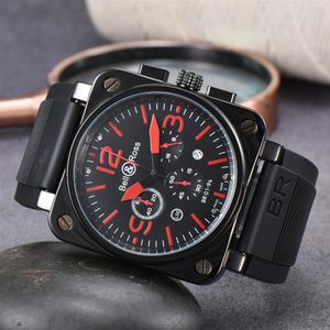 2022 Новые мужские часы Кварцевые часы с колокольчиком коричневая кожа черный резиновый ремешок Росс 6 рук310S