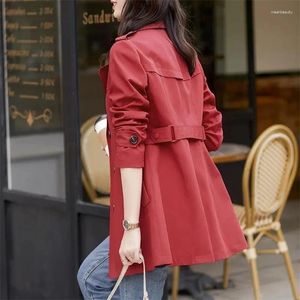 Damskie okopy powłoki Koreańska moda krótka kurtka 2024 Spring Autumn Lapel Windbreaker Coat