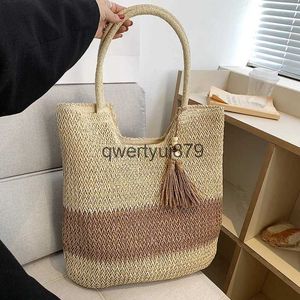 Shoulder Bags Color blocking woven womens fasionable and simple tassel decoration soulder bag beac leisure bagH24131