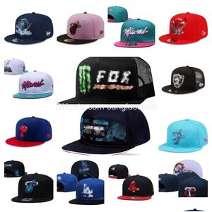 Cappellini da baseball Mix Designer Snapback Cappelli da basket Tutte le squadre Cappello da pescatore aderente regolabile Berretto flessibile in maglia di cotone ricamato Hip Dhmtz