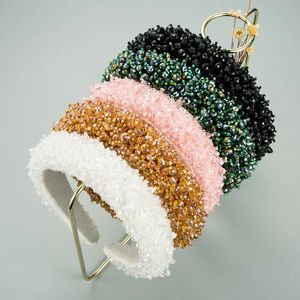 Crystal Full Diamond Hairbands для женщин аксессуары, корейская прическа кланяет корону, бело -зеленый розовый черный оптом240125