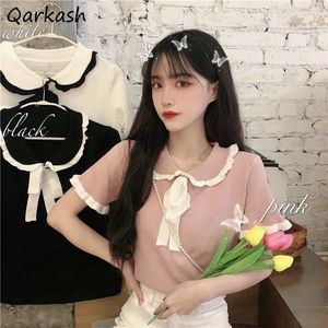 Koszulki damskie T-shirty Kobiety Letni kolor blokujący krótkie topy z krótkim rękawem Piękne ubrania Feminono Kawaii Japan Style 2024 HARAJUKU TEES