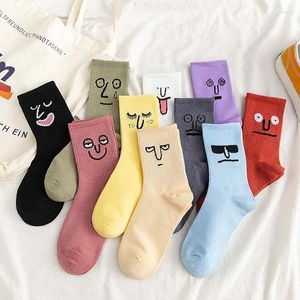 Mulheres meias coreia funky harajuku tendência colorido engraçado menina kawaii unissex surpresa meados