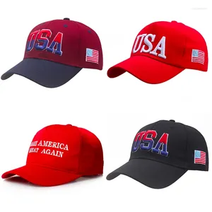 Ballkappen 2024 Maga Hut bestickte USA Baseballkappe Verstellbarer roter Buchstabe Baumwolle Snapback für Männer Frauen Hiphop Outdoor Papa Hüte