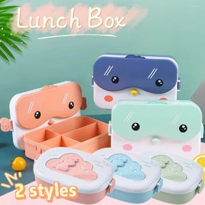 Yemek takımı sevimli bento öğle yemeği kutusu okulu ısıtıcı portatif plastik kap çocuklar için kızlar ekmek sandviç gıda ısıtıcı bölmeler