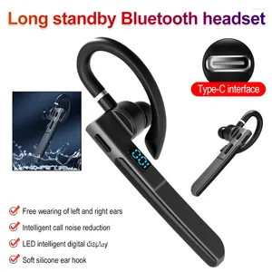 Business Wireless Headset In-Ear Hanging Ear Bluetooth HD Voice Call LED Noise Cancing Headphone Waterproof