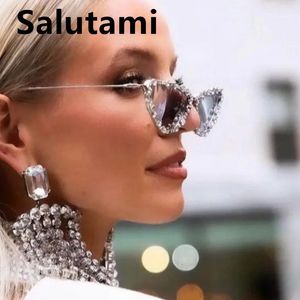 Ins Shiny Cat Eye Sunglasses For Women Vintage Fashion Luxury Rhinestone Sexy Sun Glasses Female Elegant Shades 240124