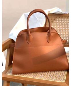 The Row Bag Margaux15 Tote Grande Capacidade Margaux 10 Bolsa Park Tote Couro Luxo Mulheres Designer Camdem Alça de ombro plana Fechamento Soft Terrasse Bolsa