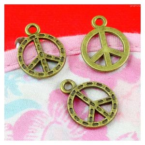 Charms 100Pcs 15 19MM Peace Sign Antique Bronze Alloy Pendant Jewelry Findings DIY Necklace Bracelets Earrings Making