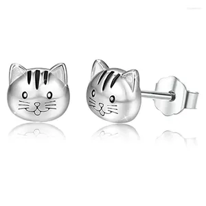 Stud Earrings Huitan Cute Cat Silver Color Women's Ear Accessories Fancy Girls Birthday Gift Daily Wear Party Statement Jewelry