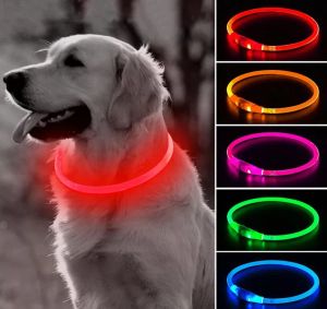 LED Flash Dog Collars Light Up Puppy Neckcollar Glowing Necklace for Small Medium Large Pet USB Rechargeable Cuttable LL