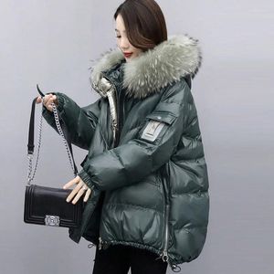 Women's Trench Coats Women Down Cotton Coat Winter Jacket Female Loose Large Size Parkas Warm Thick Outwear Artificial Fur Collar Hooded