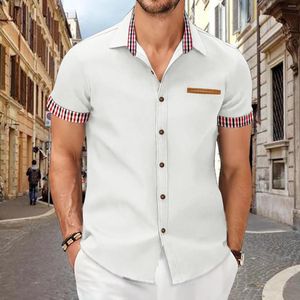 Camisas masculinas casual vestido camisa botão até manga longa trabalho masculino 3xlt