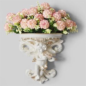 Vasen Amor Engel Form Blumentopf Regal Kunst Wohnzimmer Home Dekoration Handwerk Rokoko Wandbehang Garten Gips Corbel Stereosc342o