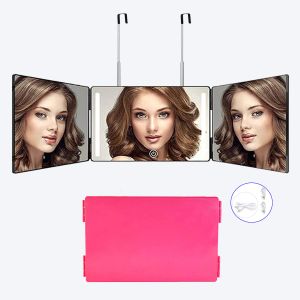 Mirrors Makeup Mirror Trifold 360 Degree Hanging Mirror Full View Height Extend Bathroom Trifold Mirror Hairstyle Self Cut Shaving