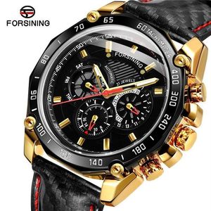 FORSINING Automatic Mechanical Men Wristwatch Sport Male Clock Top Real Leather Waterproof Man Watch 0321274J