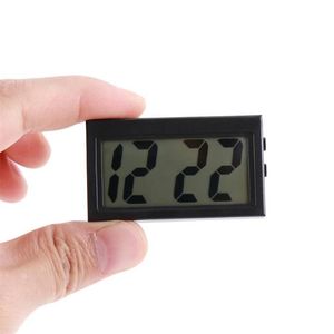 Interiörbil Auto Dashboard Desk Digital Clock LCD-skärm Självhäftande konsol Plast MINI TID MED BATTERI Bordklockor261k