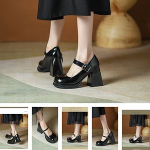 Elegante couro escovado sandálias femininas sapatos senhora estilingue bombas sola de borracha híbrida silhueta tela-impresso triângulo de couro salto alto