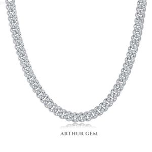 Colar de diamante masculino Moissanite corrente cubana de prata esterlina 925